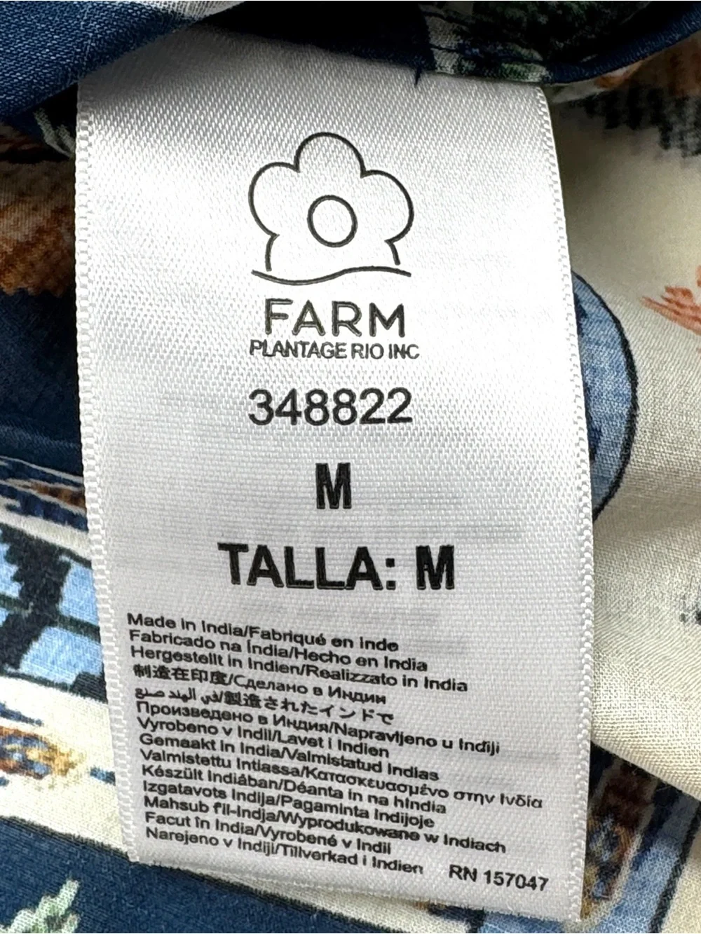 NWT FARM Rio Embroidered Tapestry Blue Short Sleeve Blouse Size Medium